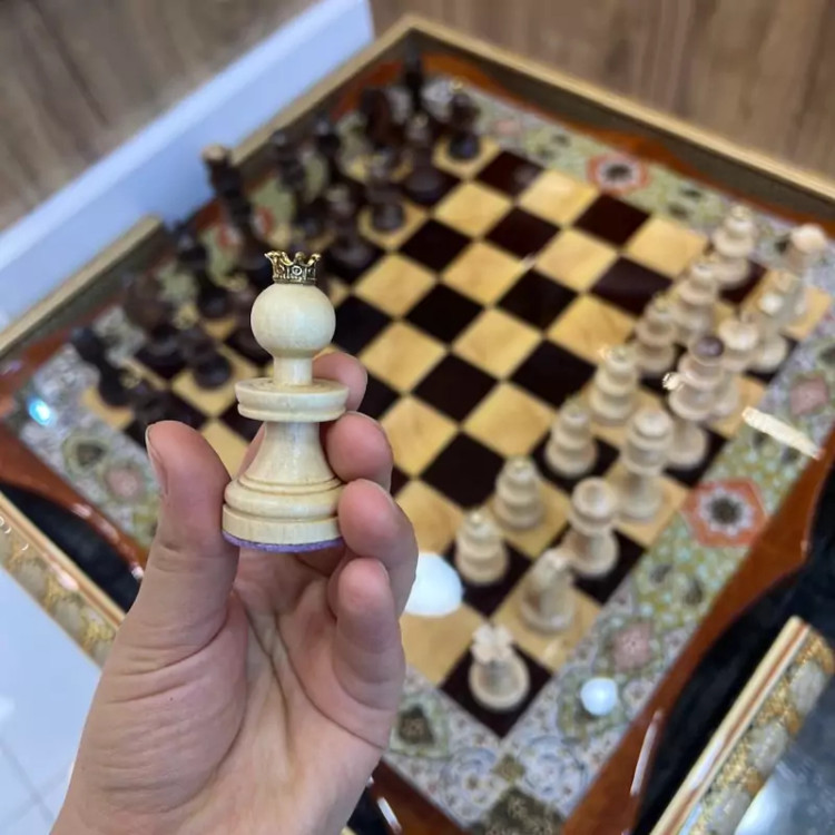 خرید مهره شطرنج چوبی فدراسیونی سرباز تاج دار
