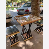 خرید میز تخته نرد خاتم کاری شده به همراه صفحه پذیرایی و صندلی