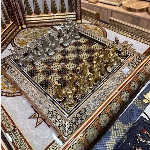 صفحه شطرنج خاتم کاری سایز ۳۵ در ۳۵ سانت