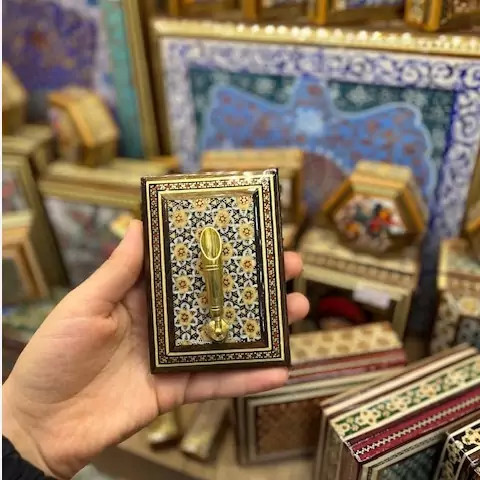 خرید قلمدان تک قیف خاتم کاری شده اصل