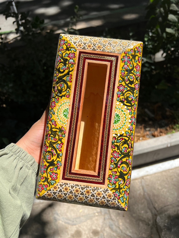 خرید جعبه کلینیکس خاتم جا دستمال کاغذی خاتم کاری