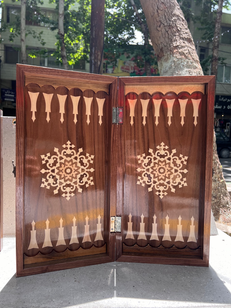 خرید تخته نرد روکش گردو سایز ۵۰ شطرنج سایز۵۰
