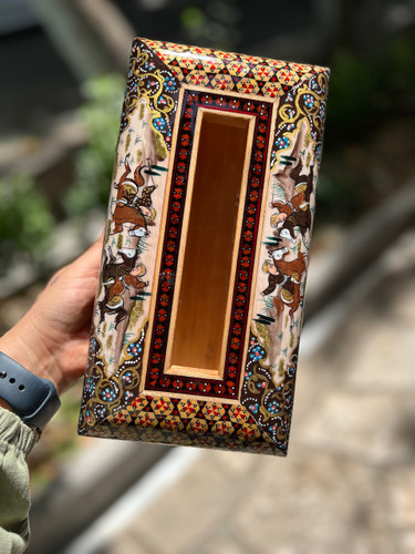 خرید جعبه کلینکس خاتم کاری شده جا دستمال کاغذی خاتم