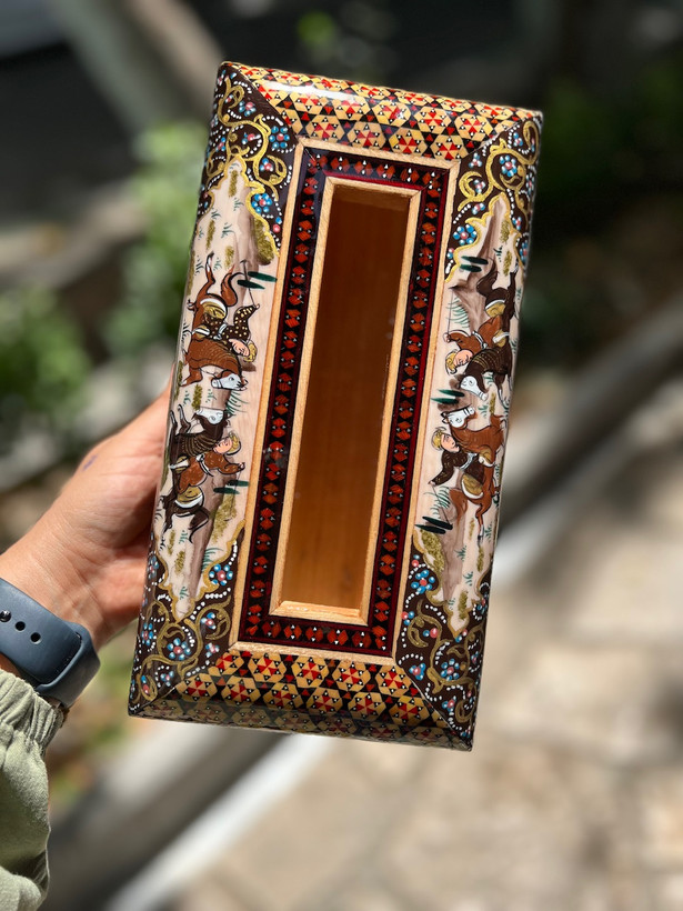 خرید جعبه کلینکس خاتم کاری شده جا دستمال کاغذی خاتم