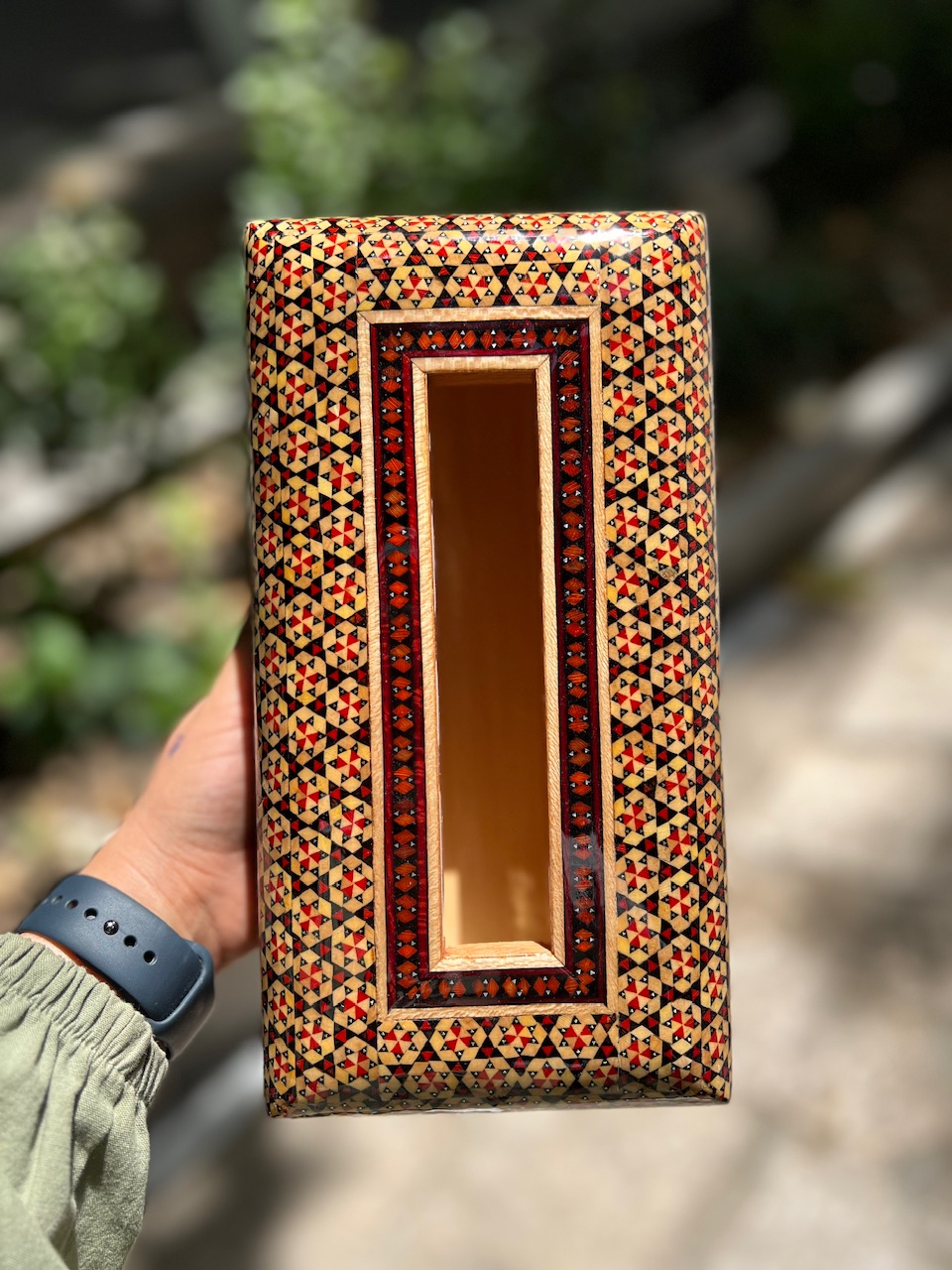 خرید جعبه کلینیکس خاتم کاری شده جا دستمال کاغذی خاتم