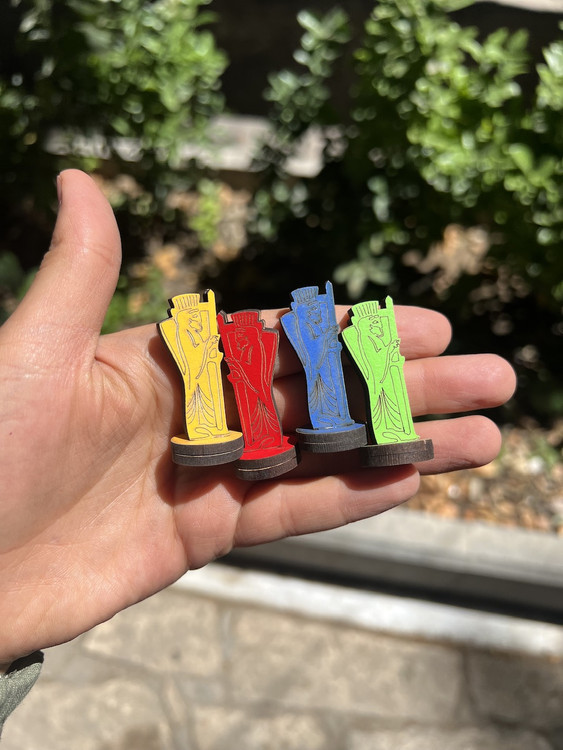 خرید مهره منچ و مارپله چوبی ۱۶ عددی