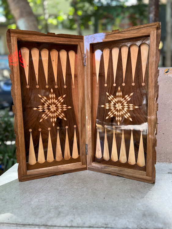 خرید تخته نرد لبه منبت چوب گردو شطرنج لبه منبت