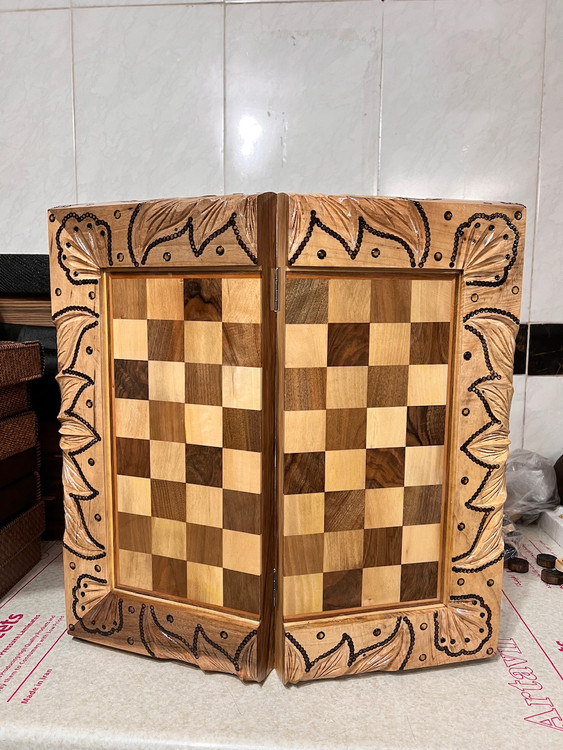 خرید تخته نرد چوب گردو منبت شده شطرنج منبت گردو