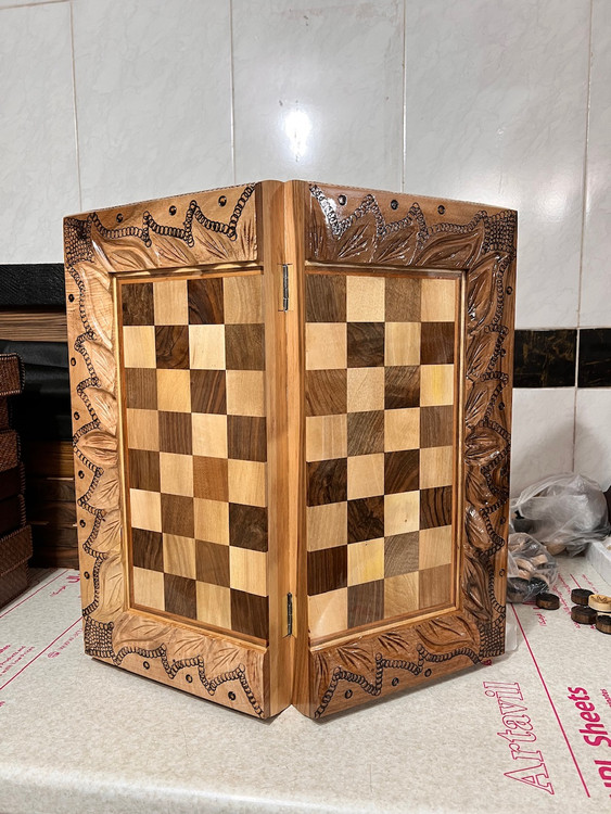 خرید تخته نرد چوب گردو منبت شده شطرنج چوب گردو منبت شده