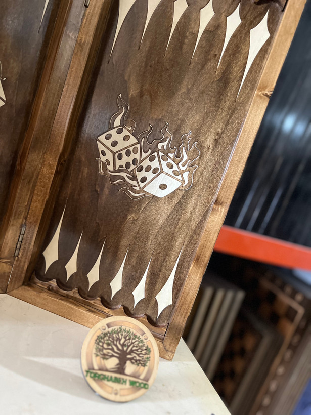 تخته نرد و شطرنج چوب روس و راش سایز ۴۵ سانت